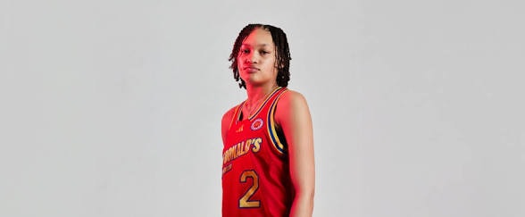 Imari Berry in a red McDonald's All American jersey number 2